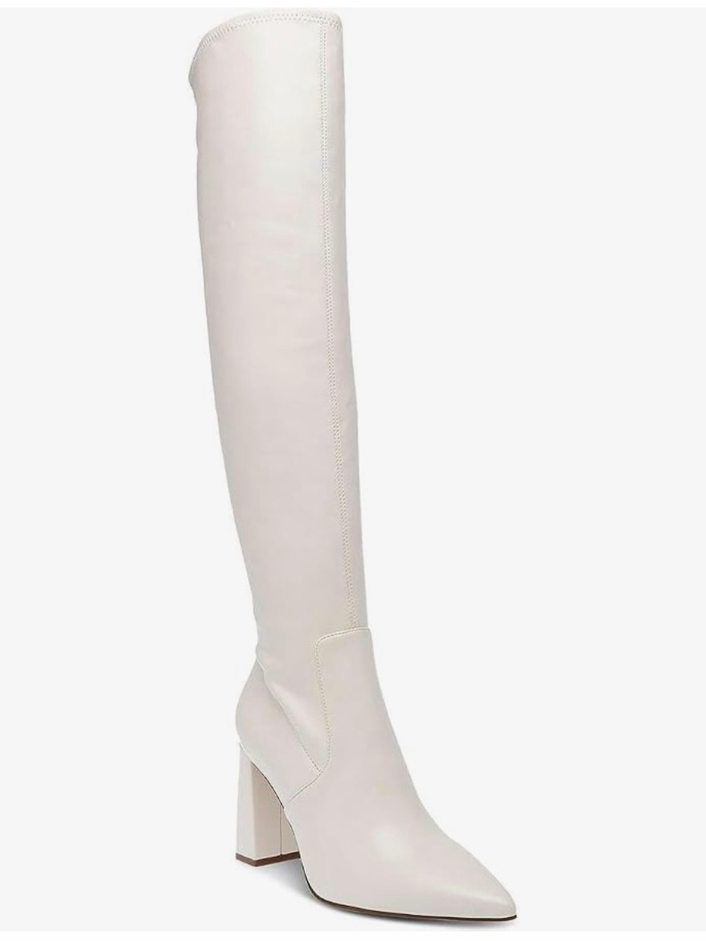 Wild Pair Tall Over-the-Knee Block Heel Boots in Ivory White